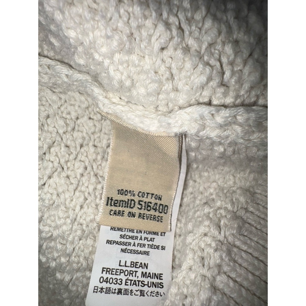 LL Bean Basket Weave Womans XL-Reg Fisherman Sweater Boat Neck Nautical Ivory - Picture 5 of 10
